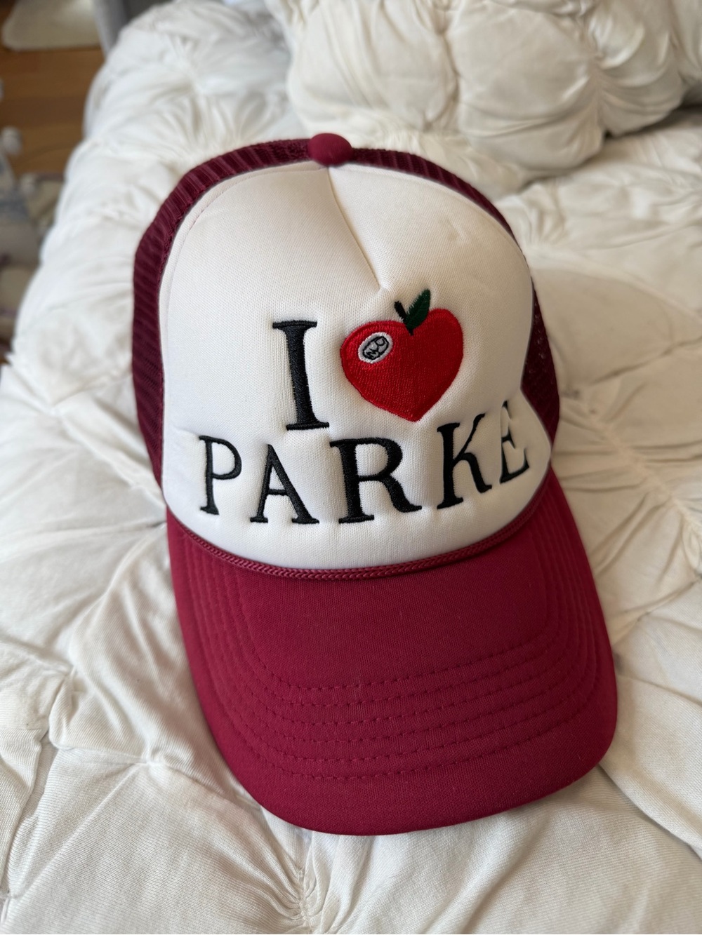 I ♥ PARKE Red and White Trucker Hat